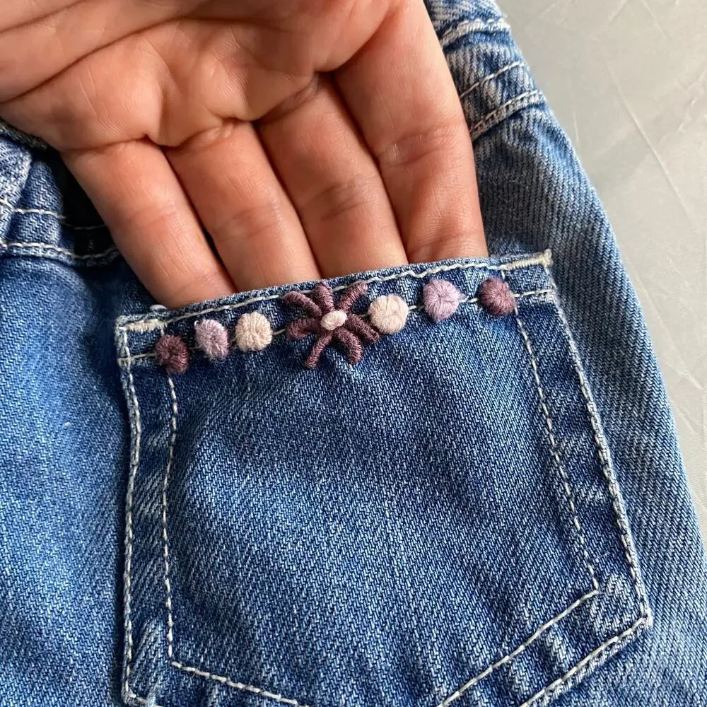 Vintage Baby Gap Floral Crewel Embroidered Jeans